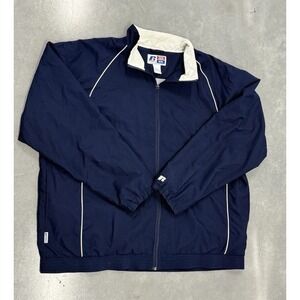 Russell Athletic Team Issue Windbreaker Jacket Men's XXL Navy White Zip